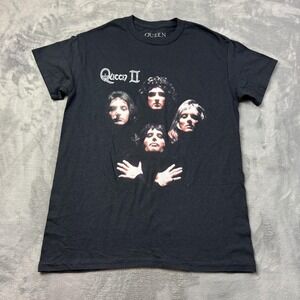 Queen II Shirt Mens Small Black 2025 Band Rock Concert Tour‎ Album Tracklist Tee